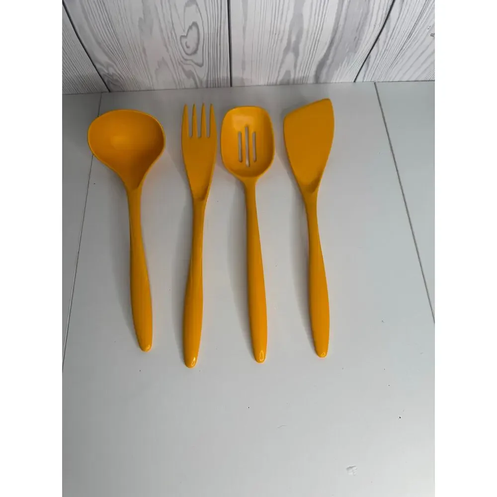 Hutzler Melamine Utensil Set Yellow Goldenrod MCM Retro Set of 4